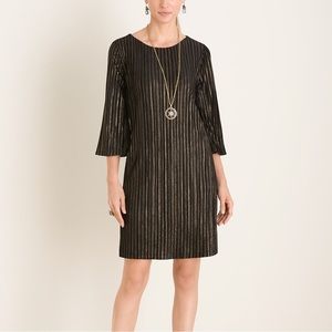 Chicos shine stripped velvet dress size 1 aka medium (8) holiday